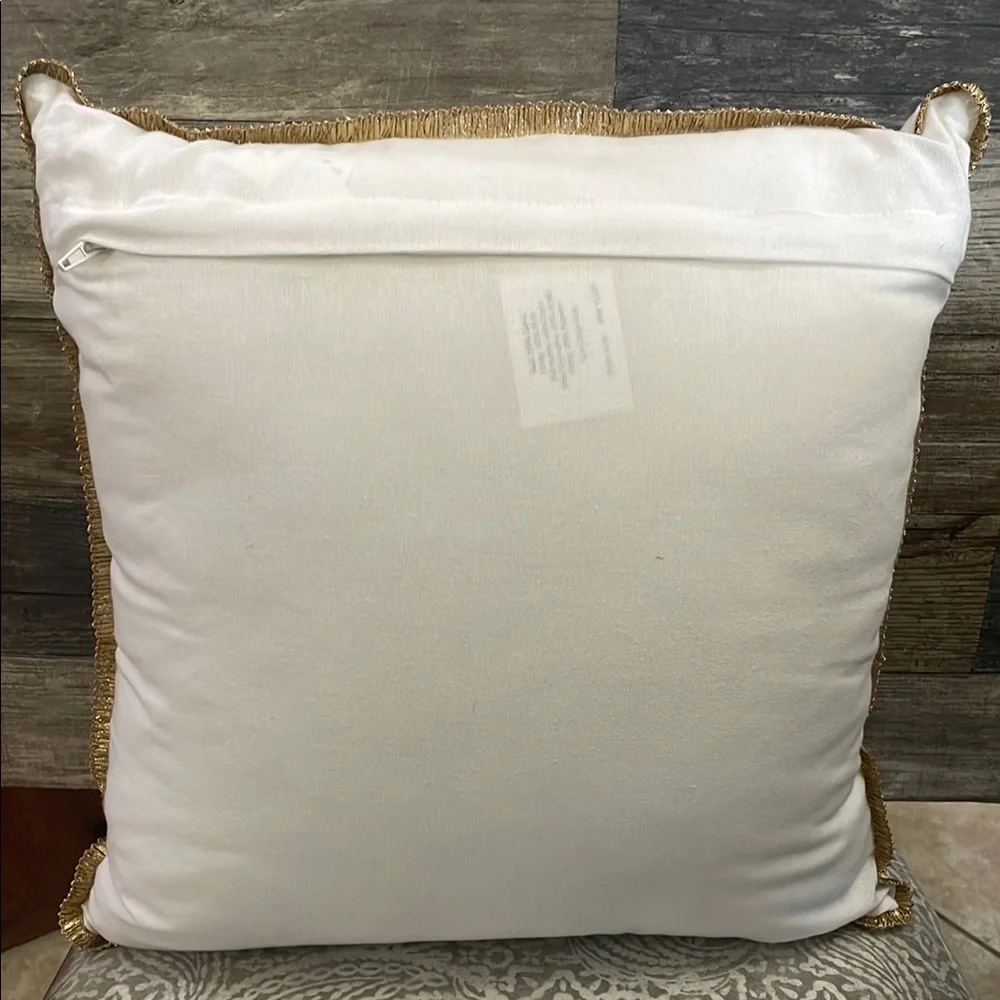 Embroidered beaded Pillow shells, sea-stars, sand dollar Wreath Joy to the World